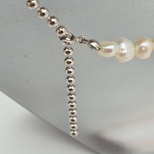 Load image into Gallery viewer, Half Pearl and Ball Chain Necklace, Sterling Silver