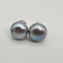 Load image into Gallery viewer, Large Freshwater Multi-colour Pearl (10mm) Stud Earrings, Sterling Silver