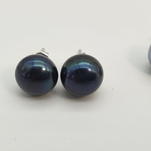 Load image into Gallery viewer, Large Freshwater Multi-colour Pearl (10mm) Stud Earrings, Sterling Silver
