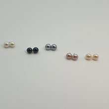 Load image into Gallery viewer, Large Freshwater Multi-colour Pearl (10mm) Stud Earrings, Sterling Silver