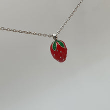 Load image into Gallery viewer, Red 3D Strawberry Necklace, Sterling Silver