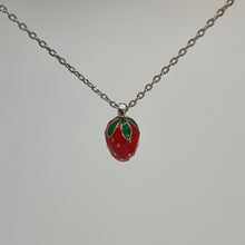 Load image into Gallery viewer, Red 3D Strawberry Necklace, Sterling Silver