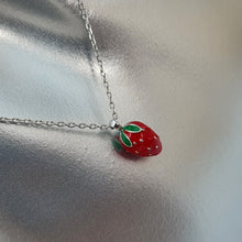 Load image into Gallery viewer, Red 3D Strawberry Necklace, Sterling Silver