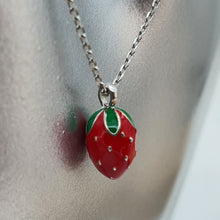 Load image into Gallery viewer, Red 3D Strawberry Necklace, Sterling Silver
