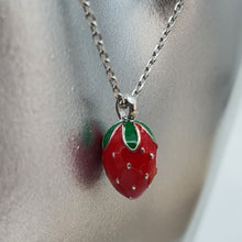 Load image into Gallery viewer, Red 3D Strawberry Necklace, Sterling Silver