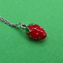 Load image into Gallery viewer, Red 3D Strawberry Necklace, Sterling Silver