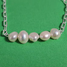 Load image into Gallery viewer, Freshwater Pearl and O Chain Bracelet, Sterling Silver