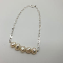 Load image into Gallery viewer, Freshwater Pearl and O Chain Bracelet, Sterling Silver