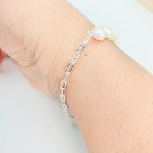 Load image into Gallery viewer, Freshwater Pearl and O Chain Bracelet, Sterling Silver