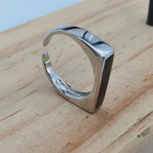 Load image into Gallery viewer, Black Rectangle Onyx Open Ring, Sterling Silver