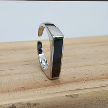 Load image into Gallery viewer, Black Rectangle Onyx Open Ring, Sterling Silver