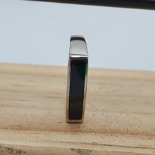Load image into Gallery viewer, Black Rectangle Onyx Open Ring, Sterling Silver