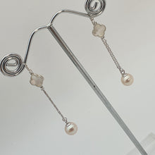 Load image into Gallery viewer, Clover Mother of Pearl & Freshwater Pearl Earrings, Sterling Silver
