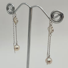 Load image into Gallery viewer, Clover Mother of Pearl & Freshwater Pearl Earrings, Sterling Silver