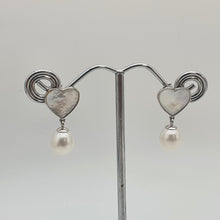 Load image into Gallery viewer, Heart_shape Mother of Pearl & Freshwater Pearl Earrings