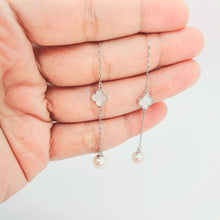 Load image into Gallery viewer, Clover Mother of Pearl & Freshwater Pearl Earrings, Sterling Silver