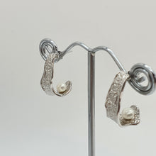 Load image into Gallery viewer, Half Moon Hoops Freshwater Earrings, Sterling Silver
