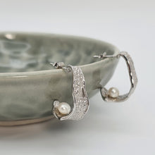 Load image into Gallery viewer, Half Moon Hoops Freshwater Earrings, Sterling Silver