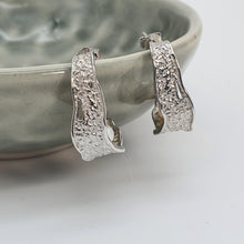 Load image into Gallery viewer, Half Moon Hoops Freshwater Earrings, Sterling Silver