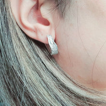 Load image into Gallery viewer, Half Moon Hoops Freshwater Earrings, Sterling Silver