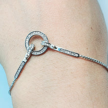 Load image into Gallery viewer, Round Cubic-zirconia Charm Bracelet, Sterling Silver