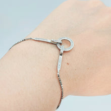 Load image into Gallery viewer, Round Cubic-zirconia Charm Bracelet, Sterling Silver