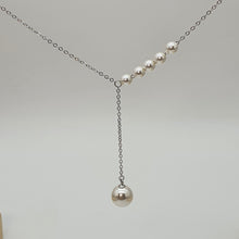 Load image into Gallery viewer, Bead Pearl Necklace, Sterling Silver