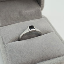 Load image into Gallery viewer, Black Square Onyx Open Ring, Sterling Silver
