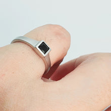 Load image into Gallery viewer, Black Square Onyx Open Ring, Sterling Silver