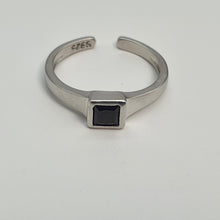 Load image into Gallery viewer, Black Square Onyx Open Ring, Sterling Silver
