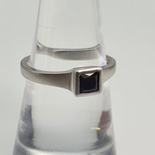 Load image into Gallery viewer, Black Square Onyx Open Ring, Sterling Silver
