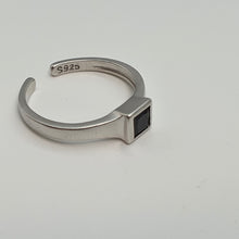 Load image into Gallery viewer, Black Square Onyx Open Ring, Sterling Silver