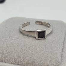 Load image into Gallery viewer, Black Square Onyx Open Ring, Sterling Silver