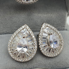 Load image into Gallery viewer, Tear-drop Cubic-zirconia Earrings, Sterling Silver