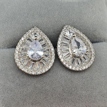 Load image into Gallery viewer, Tear-drop Cubic-zirconia Earrings, Sterling Silver