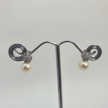 Load image into Gallery viewer, Round Freshwater Pearl Floral Earring, Sterling Silver