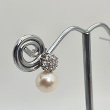 Load image into Gallery viewer, Round Freshwater Pearl Floral Earring, Sterling Silver