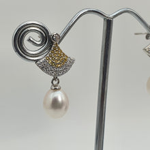 Load image into Gallery viewer, Sparkling Dance Dial Up Freshwater Earrings, Sterling Silver