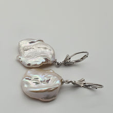 Load image into Gallery viewer, Freshwater Coin Pearl Hook Earrings, Sterling Silver