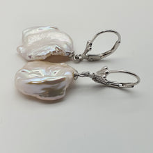 Load image into Gallery viewer, Freshwater Coin Pearl Hook Earrings, Sterling Silver
