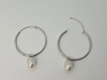 Load image into Gallery viewer, Freshwater Pearl Charm With Hoop Earring, Sterling Silver