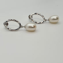 Load image into Gallery viewer, Freshwater Pearl Hoop For look Earrings, Sterling Silver