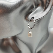 Load image into Gallery viewer, Freshwater Pearl Hoop For look Earrings, Sterling Silver