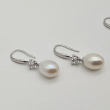 Load image into Gallery viewer, Multi_coloured Freshwater Pearl Hook Earrings, Sterling Silver