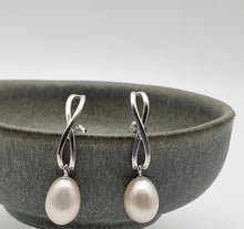 Load image into Gallery viewer, Freshwater Pearl Infinity Stud Earring, Sterling Silver