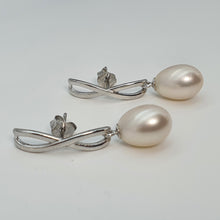 Load image into Gallery viewer, Freshwater Pearl Infinity Stud Earring, Sterling Silver