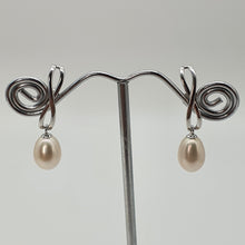 Load image into Gallery viewer, Freshwater Pearl Infinity Stud Earring, Sterling Silver