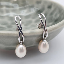Load image into Gallery viewer, Freshwater Pearl Infinity Stud Earring, Sterling Silver