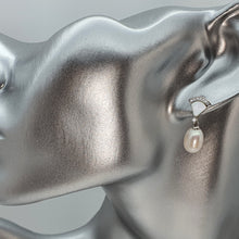 Load image into Gallery viewer, Triangle Mother Of Pearl & Drop Pearl Earrings, Sterling Silver