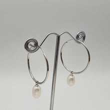 Load image into Gallery viewer, Freshwater Pearl Charm With Hoop Earring, Sterling Silver